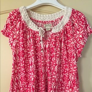 Lucky Brand Pink and White T-shirt